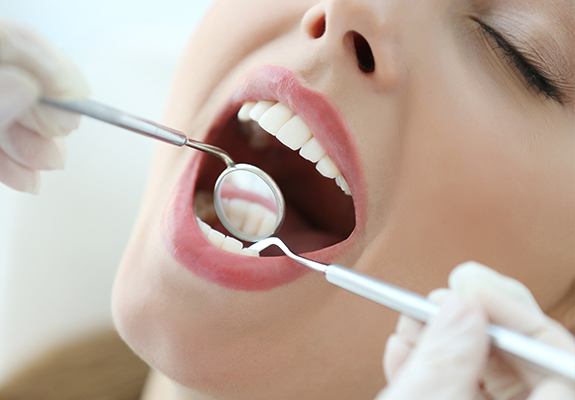 Closeup of woman with healthy teeth and gums