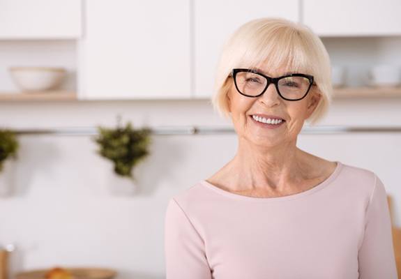 An older woman smiling