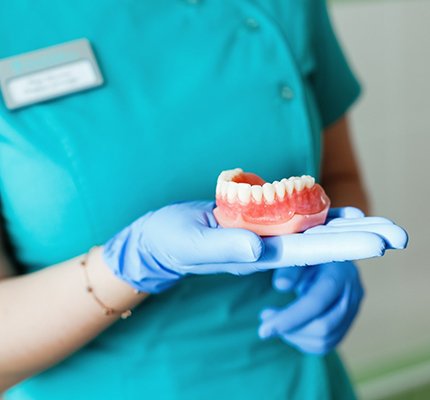 a closeup of dentures