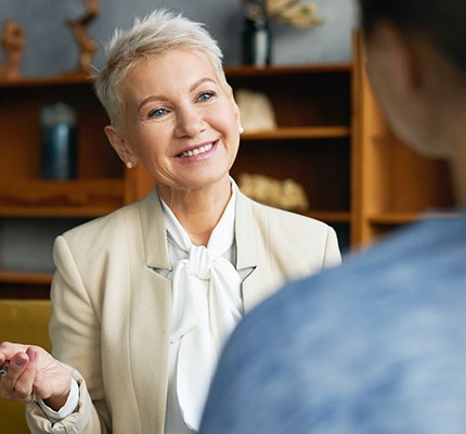 a woman during a job interview