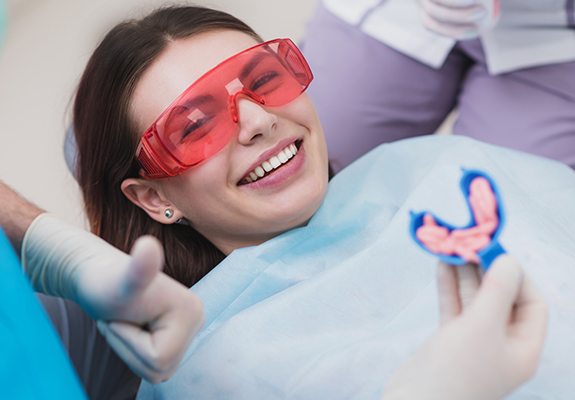 Patient receiving fluoride treatment