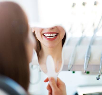 Patient looking at smile